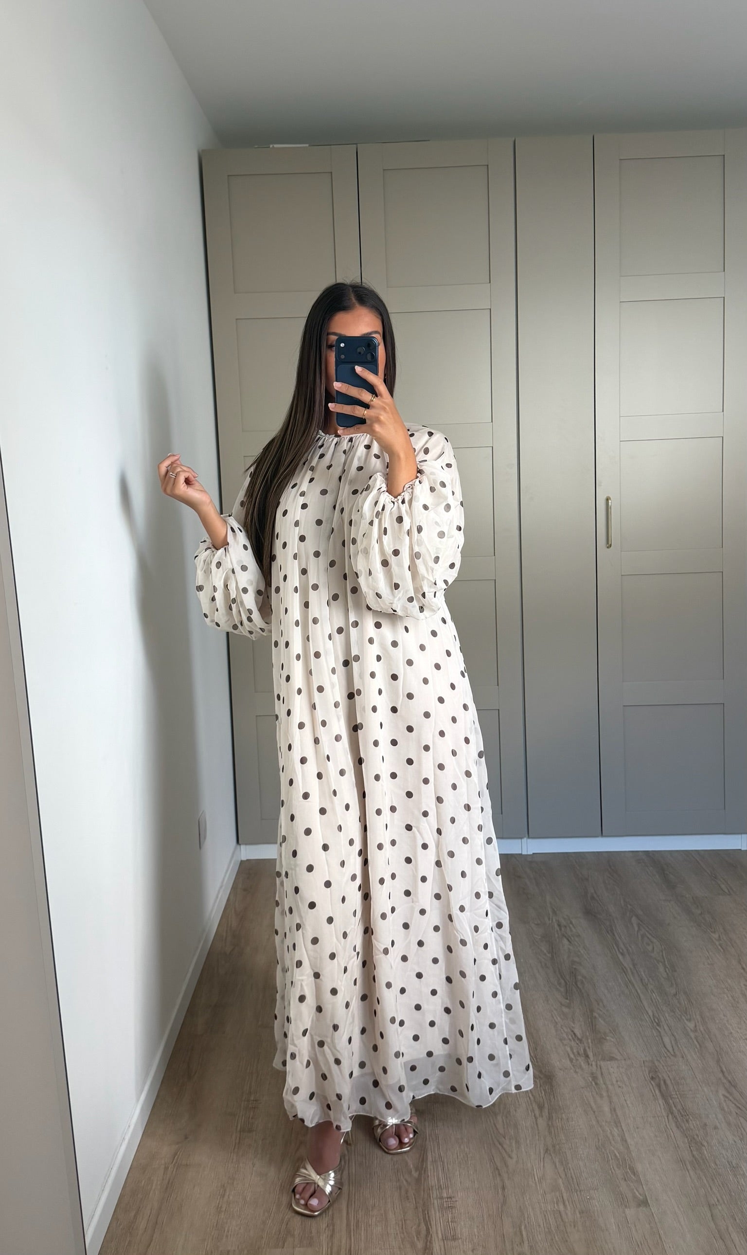 Robe longue à pois