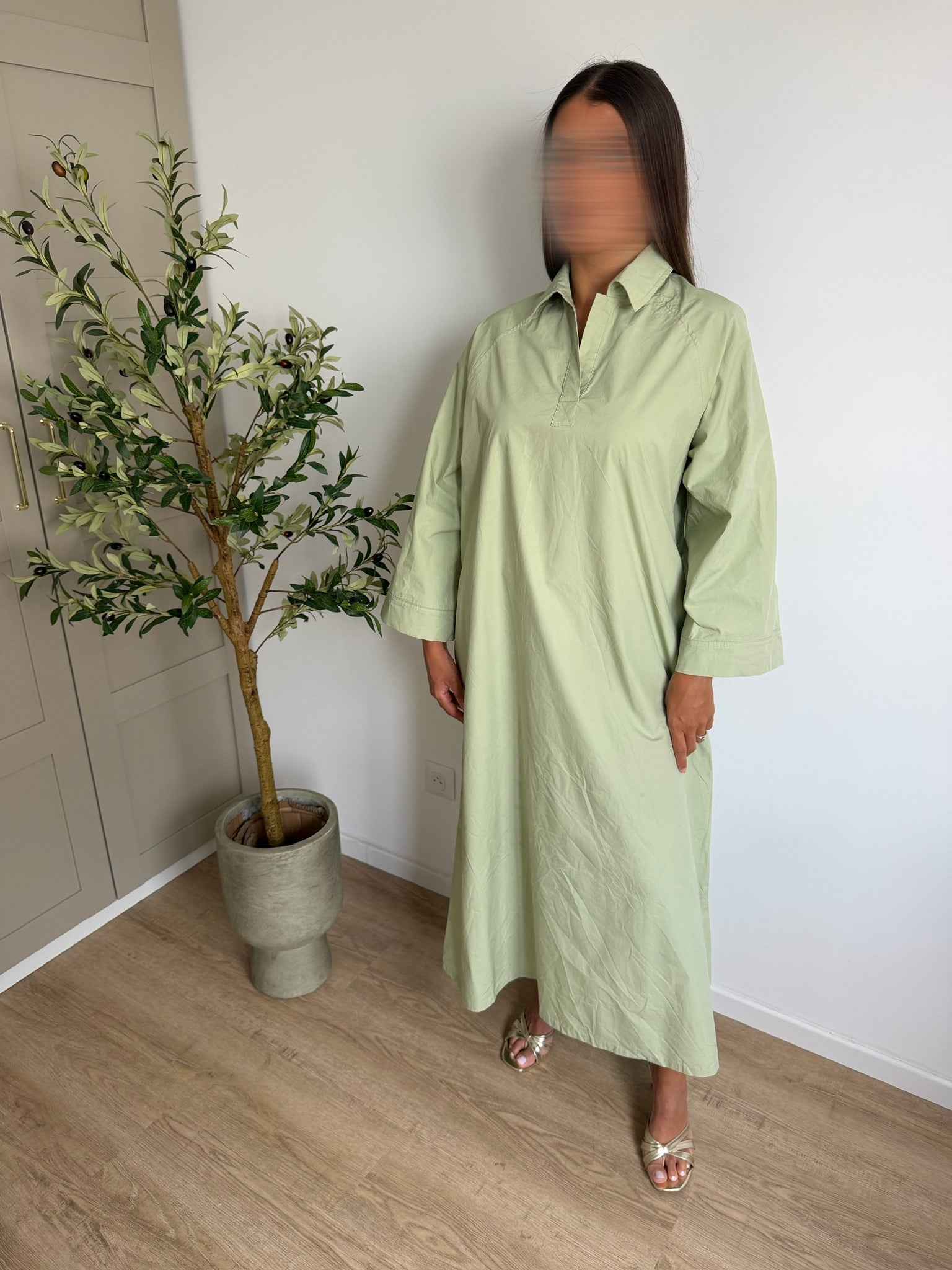 Robe chemise oversize vert pastel