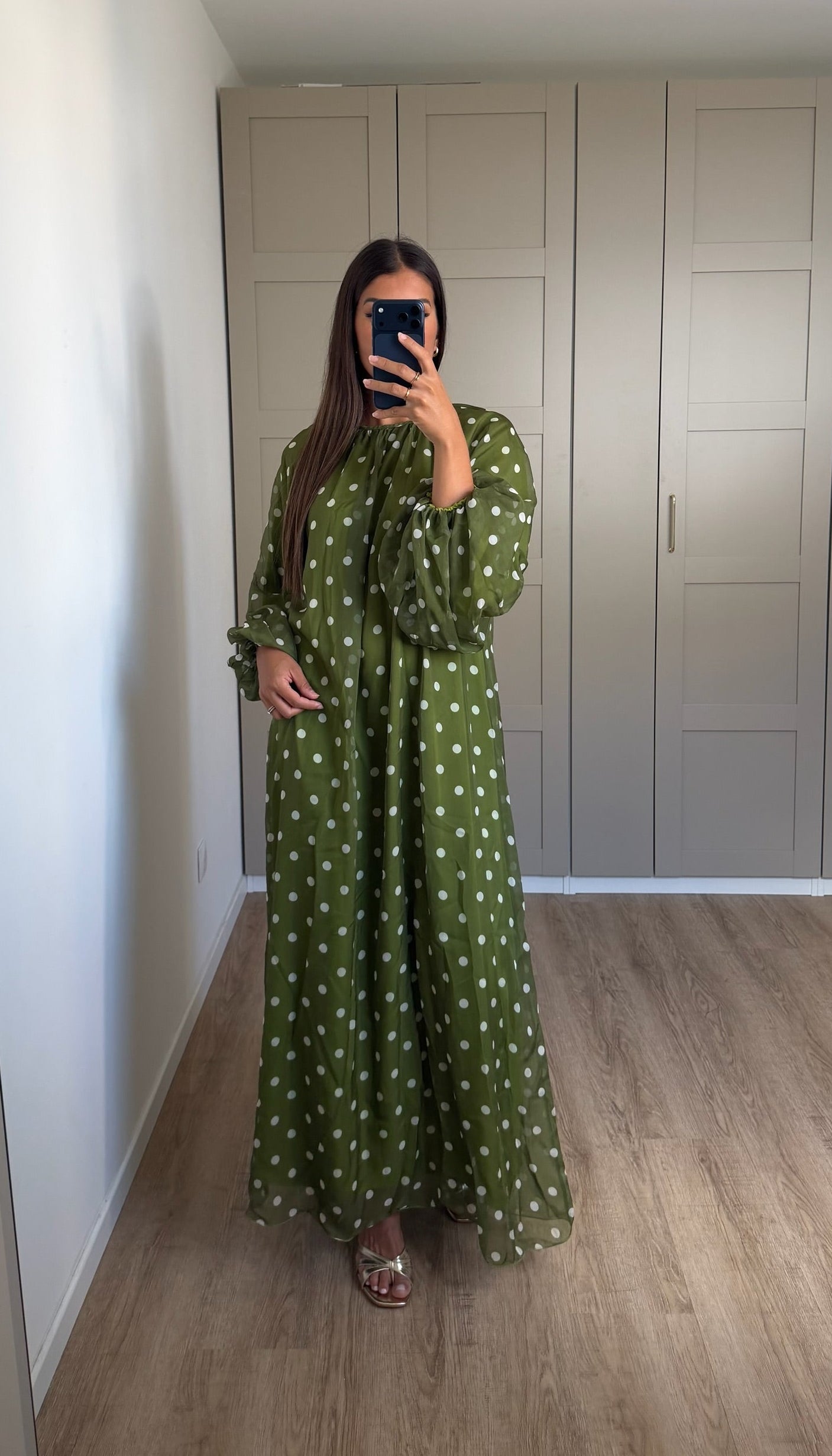 Robe longue à pois