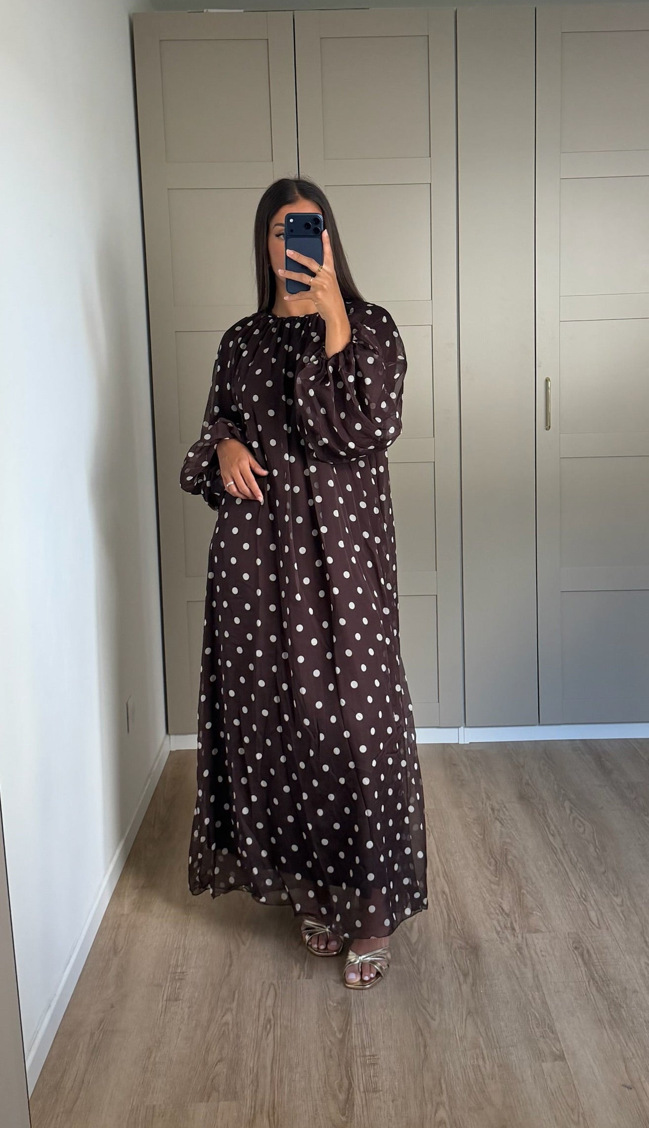 Robe longue à pois