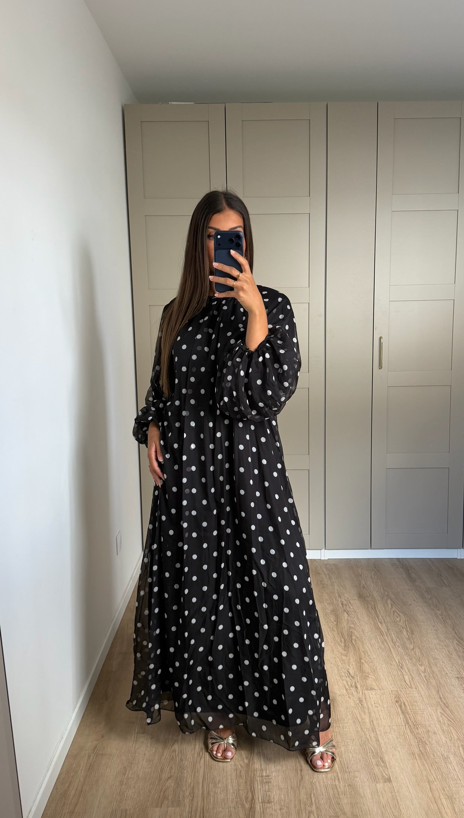 Robe longue à pois