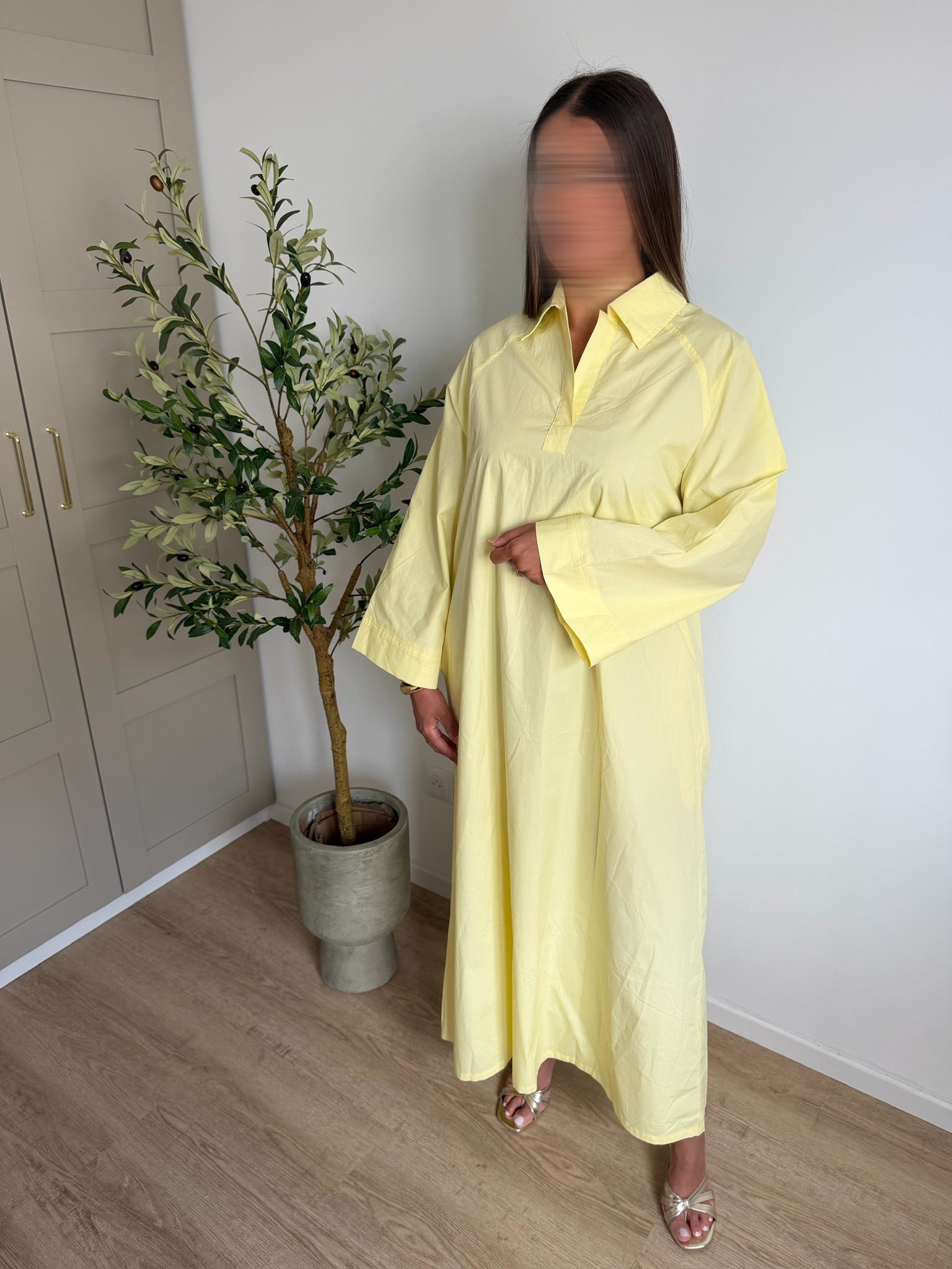 Robe chemise oversize jaune