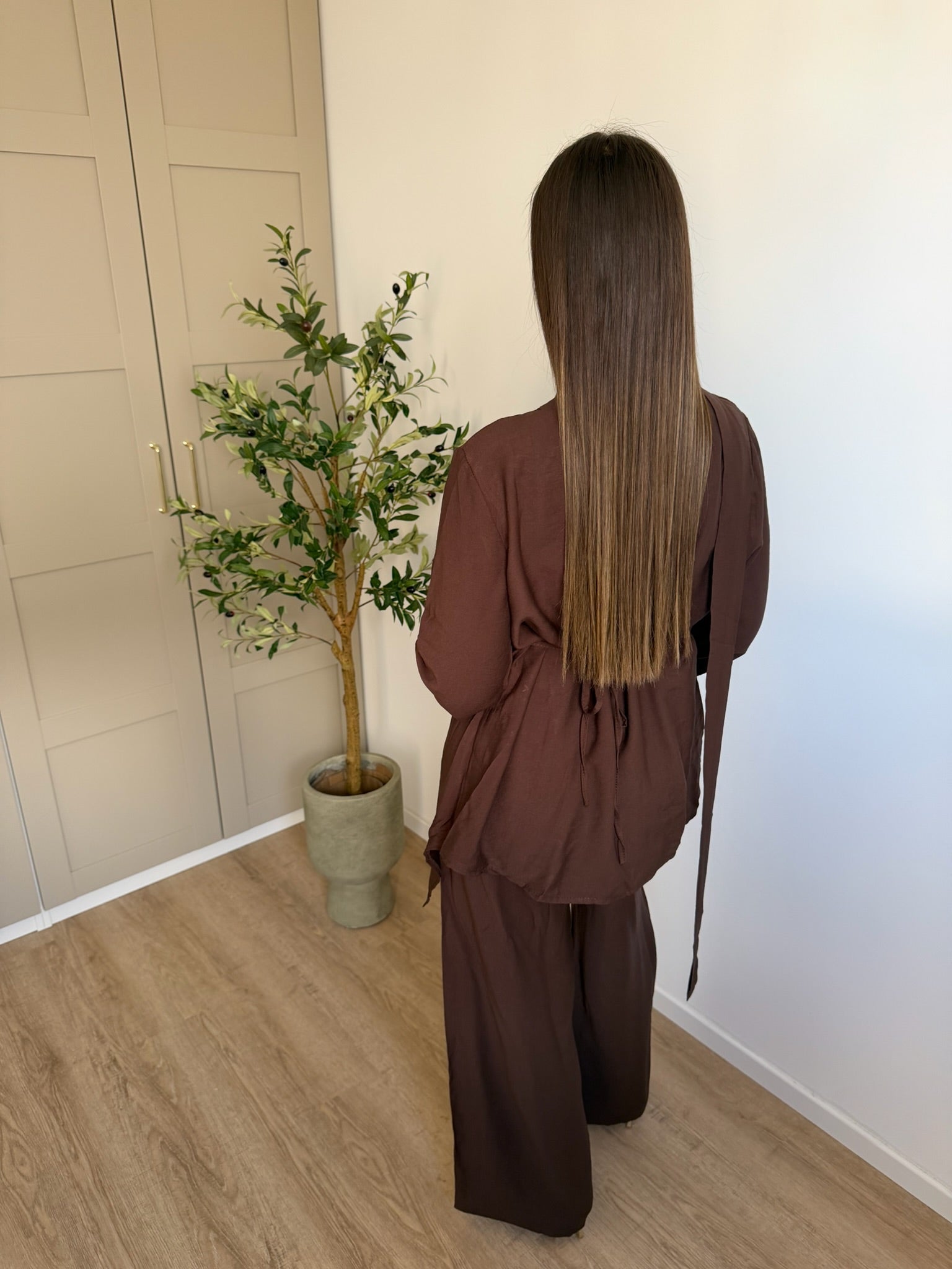 Ensemble croisé marron chocolat