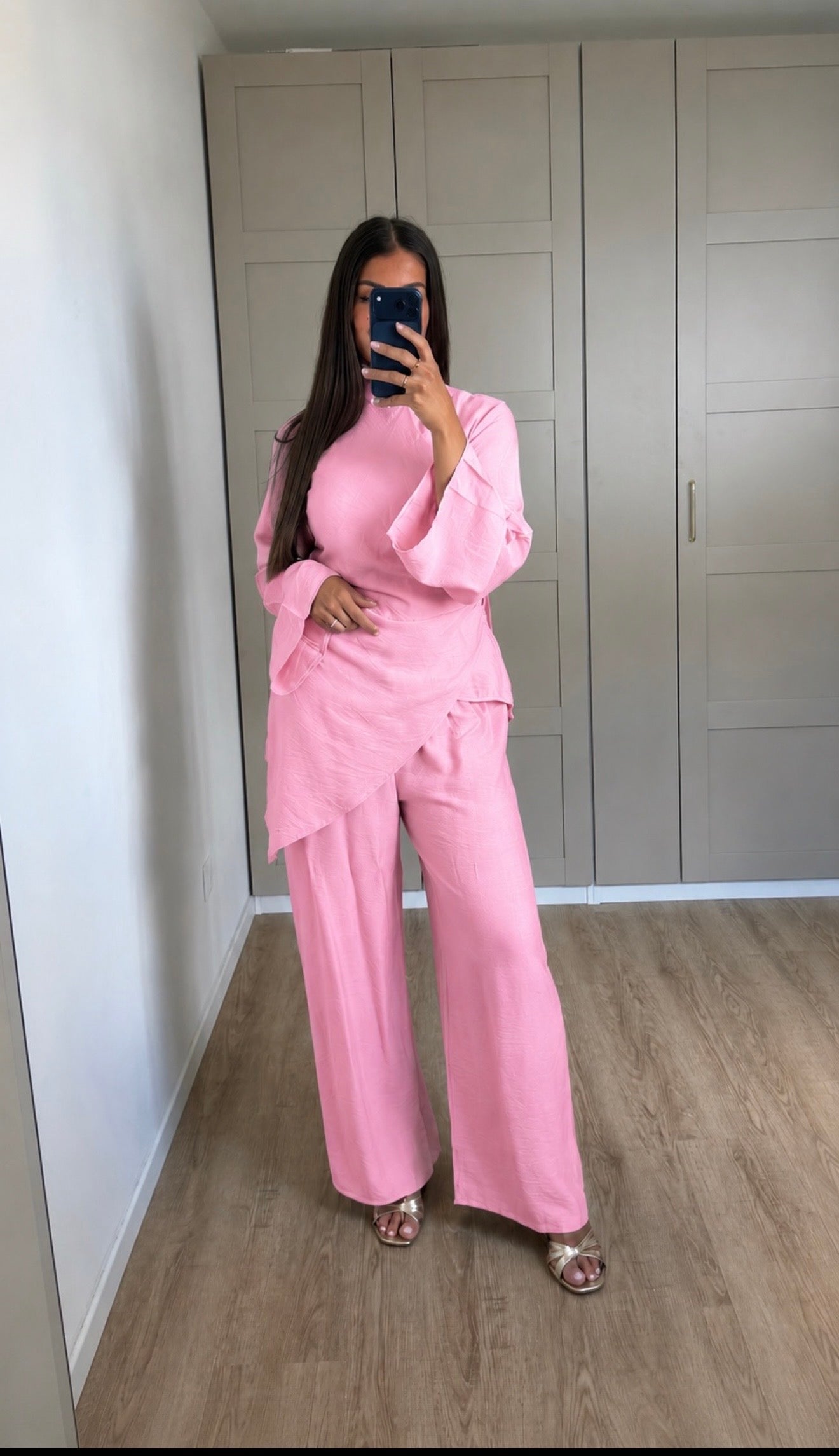 Ensemble croisé rose pastel