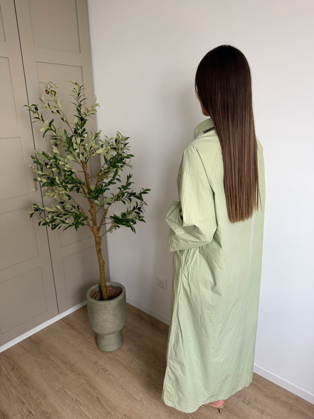 Robe chemise oversize vert pastel