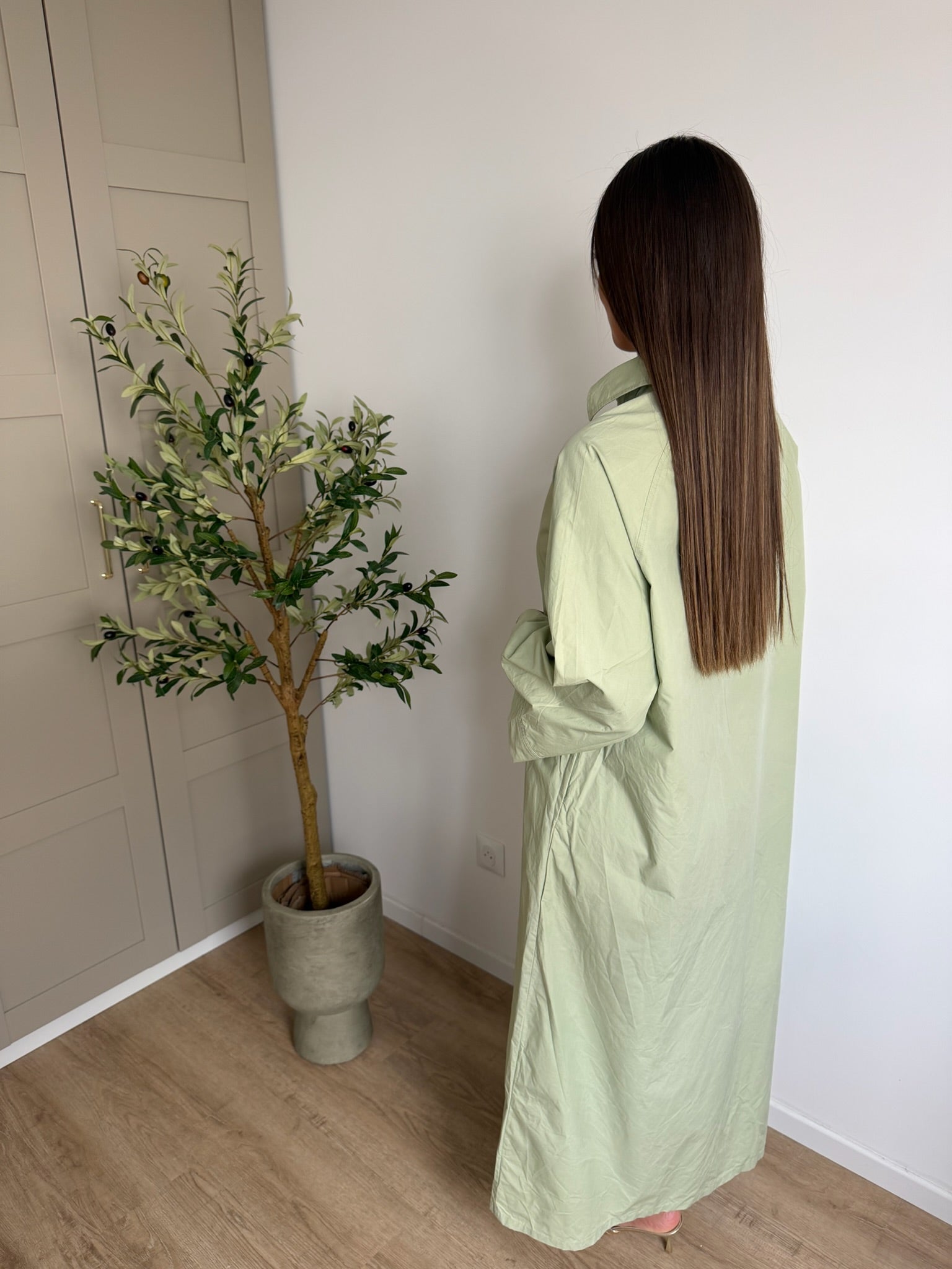 Robe chemise oversize vert pastel