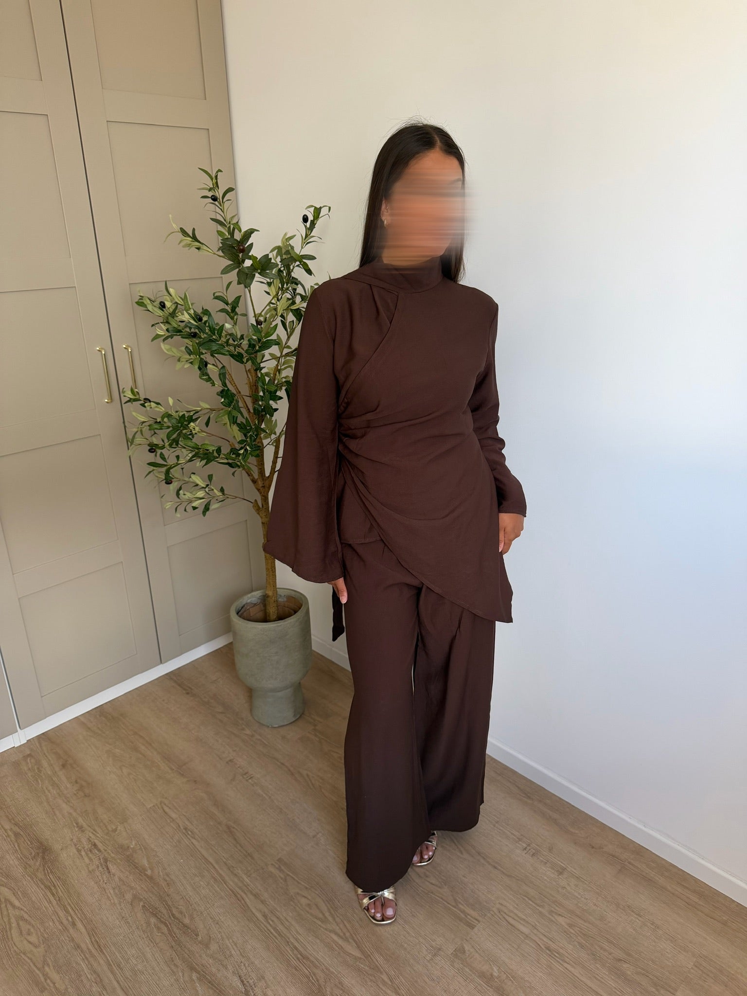 Ensemble croisé marron chocolat
