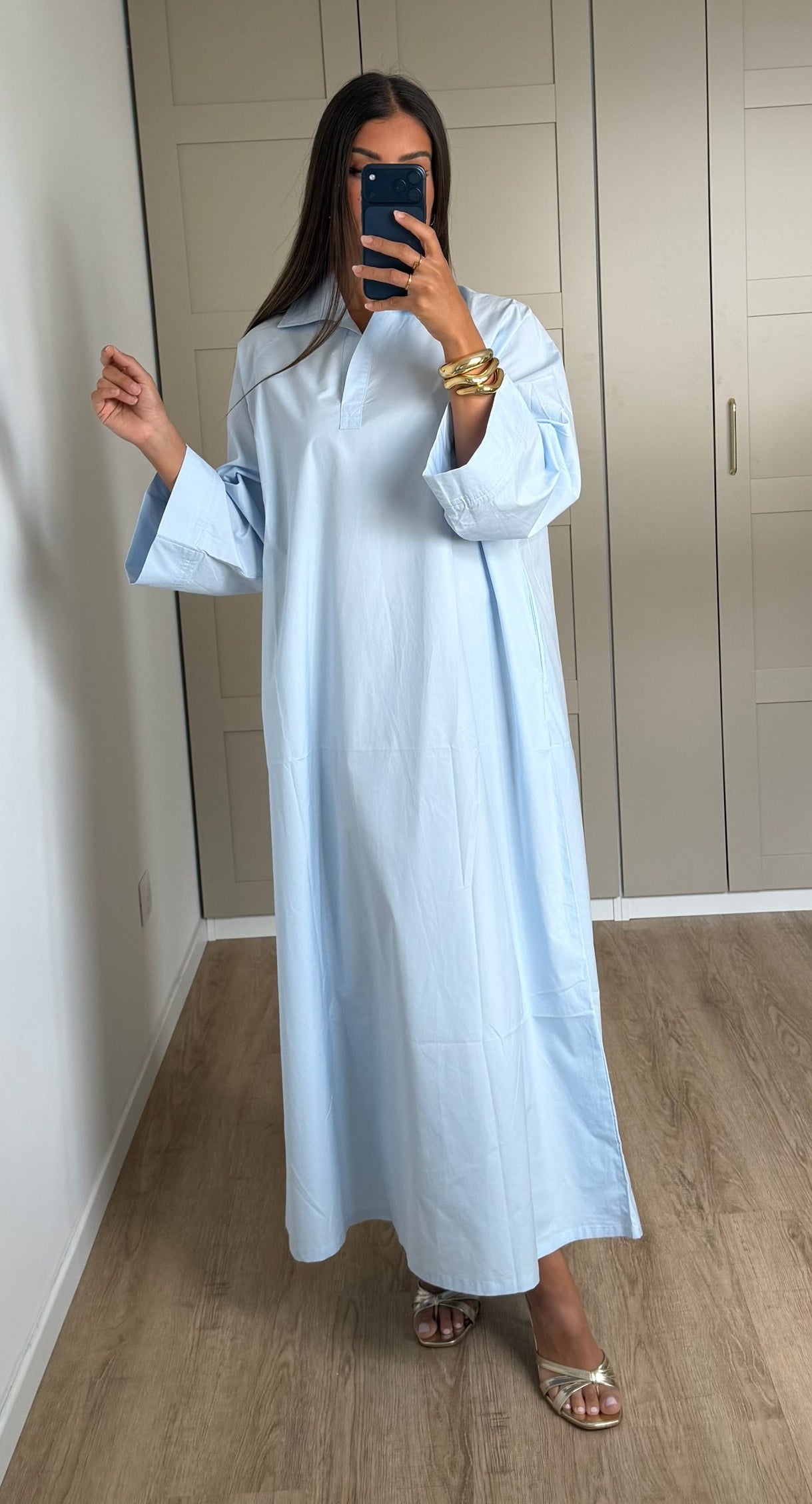 Robe chemise oversize bleu