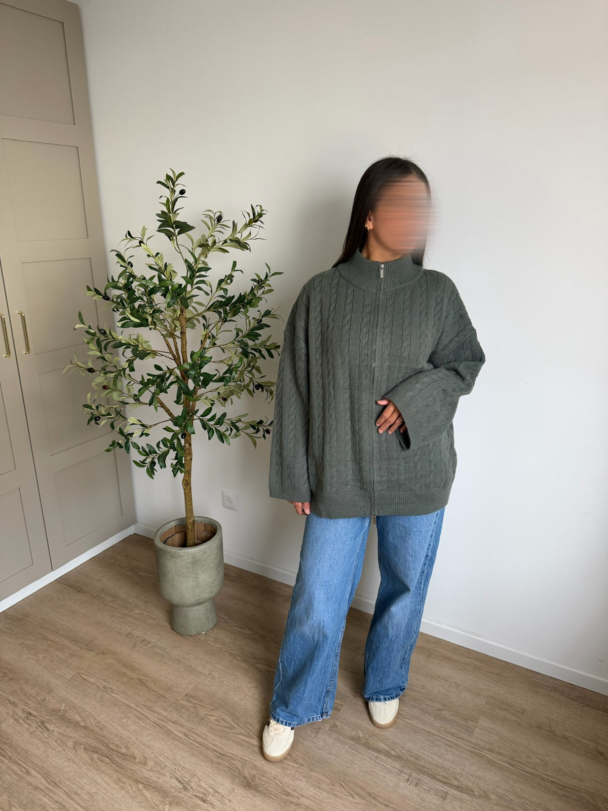 Gilet zippé en maille torsadée
