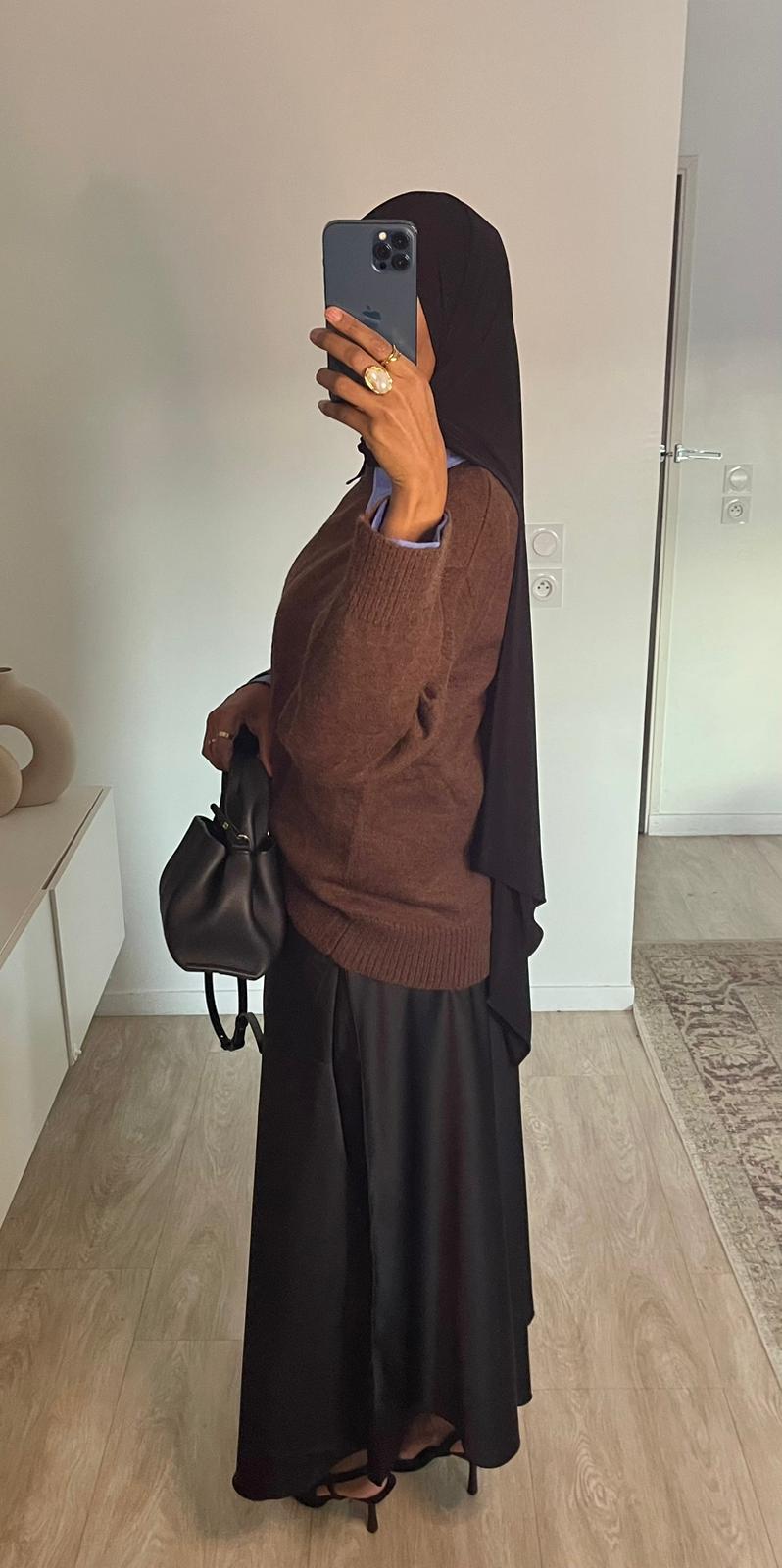 Jupe trapèze satinée noir